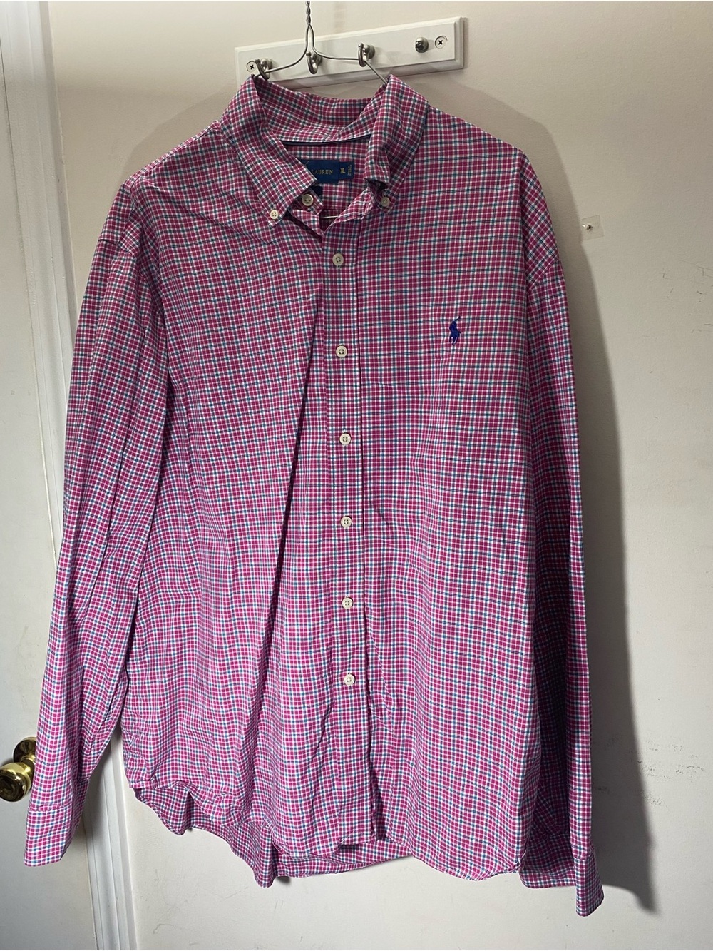 Ralph Lauren Pink & Blue Check Button-Down Shirt